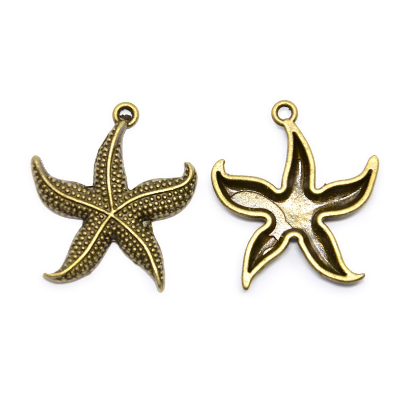 PandaHall Antique Bronze Starfish Tibetan Style Zinc Alloy Pendants, Cadmium Free & Nickel Free & Lead Free, 26x23x2.5mm, Hole: 1mm Alloy...