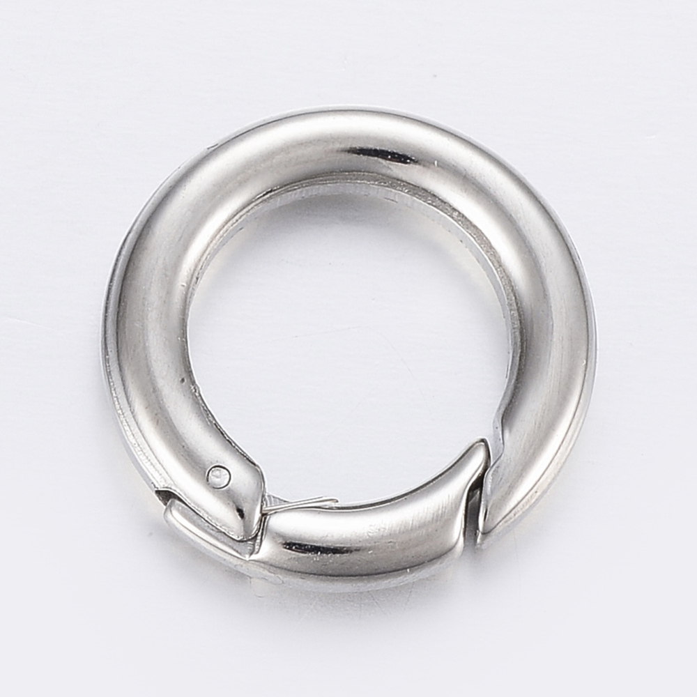 PandaHall 304 Stainless Steel Spring Gate Rings, O Rings, Stainless Steel Color, 24x3.5mm; 16mm inner diameter Stainless Steel