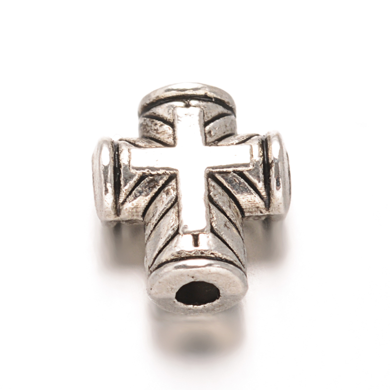 PandaHall Cross Tibetan Style Alloy Beads, Cadmium Free & Lead Free, Antique Silver, 10x8x3.5mm, Hole: 2mm Alloy Cross