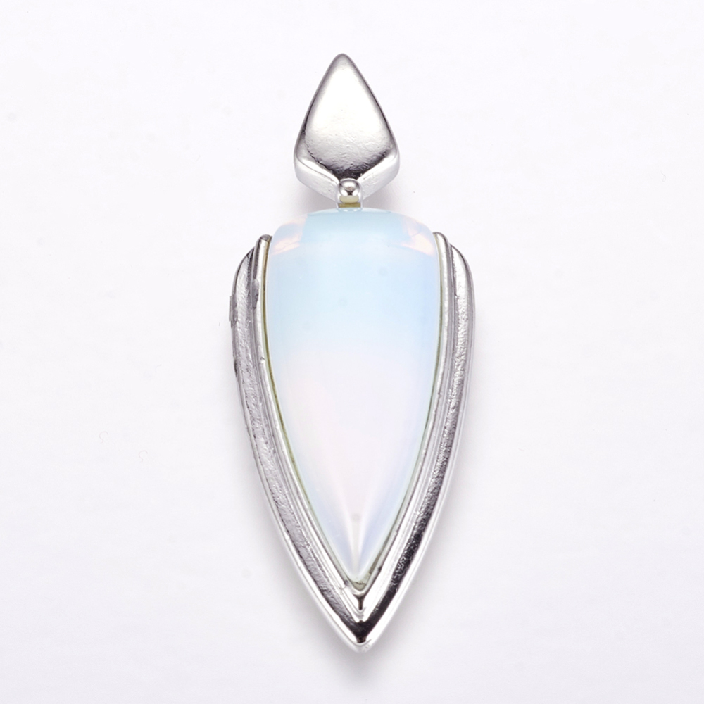 PandaHall Opalite Pendants, Arrow, with Brass Finding, Platinum, 49x19x8mm, Hole: 2x7mm Opalite Others