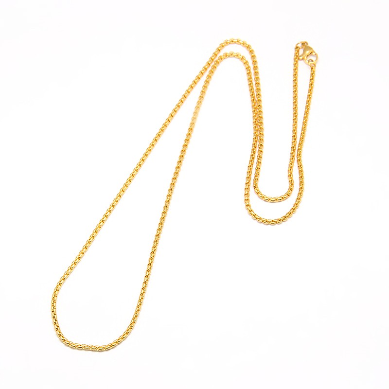 PandaHall 304 Stainless Steel Venetian Chain Necklace Makings, Golden, 23.43"~23.82"(59.5~60.5cm)x2mm Stainless Steel