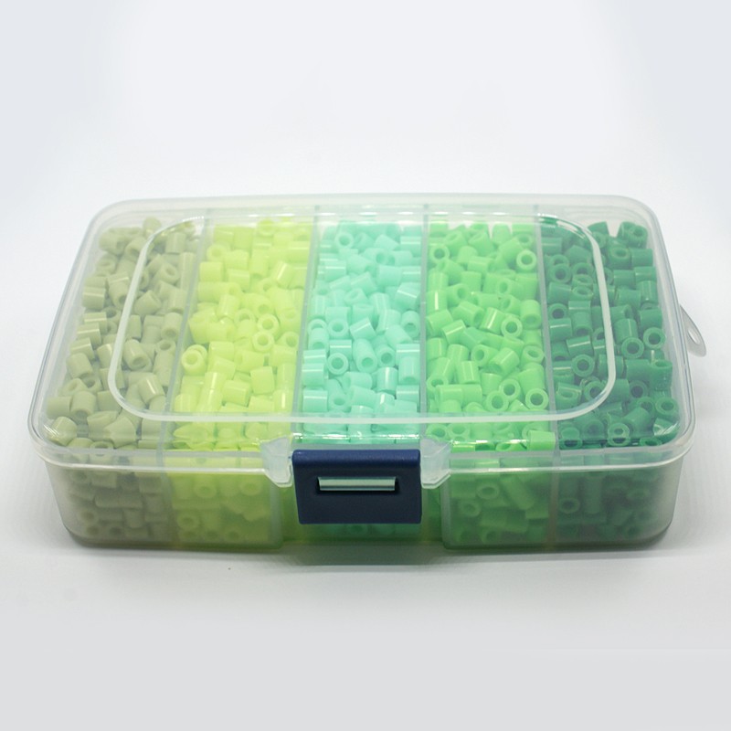 PandaHall 5mm PE DIY Fuse Beads Refills for Kids, Tube, Green, 5x5mm, Hole: 3mm; about 1900pcs/ box Plastic Tube Green