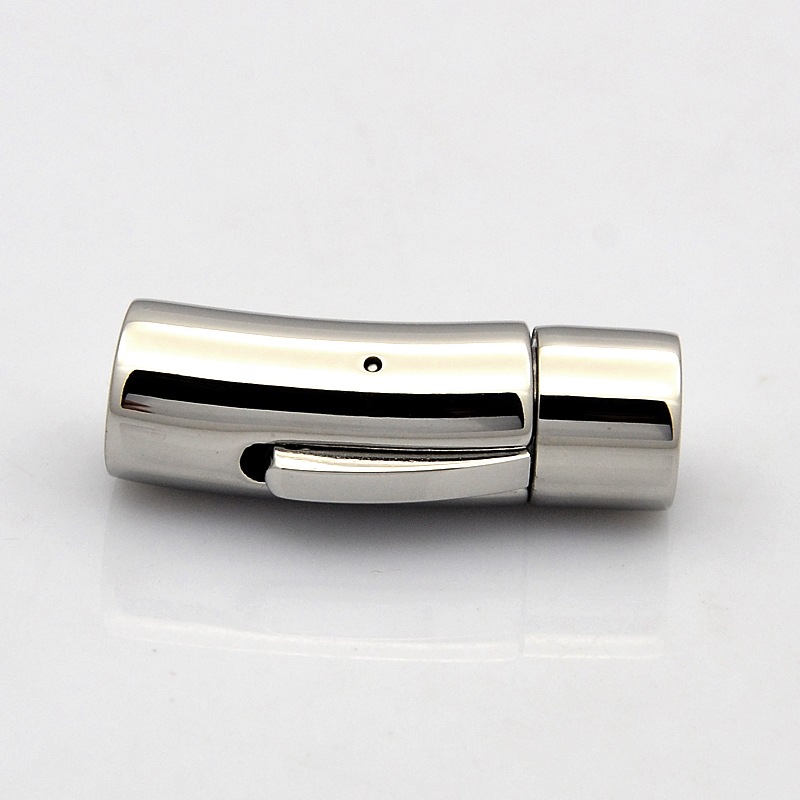 PandaHall Column 304 Stainless Steel Bayonet Clasps, Stainless Steel Color, 28x12mm, Hole: 8mm Stainless Steel