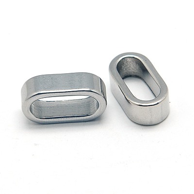 PandaHall 304 Stainless Steel Linking Rings, Oval, Stainless Steel Color, 16x5x7mm, Hole: 14x4.5mm Stainless Steel Rectangle
