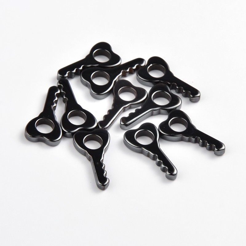 PandaHall Non-Magnetic Synthetic Hematite Key Pendants, Black, 32x17x4.5mm, Hole: 8mm Non-magnetic Hematite Key
