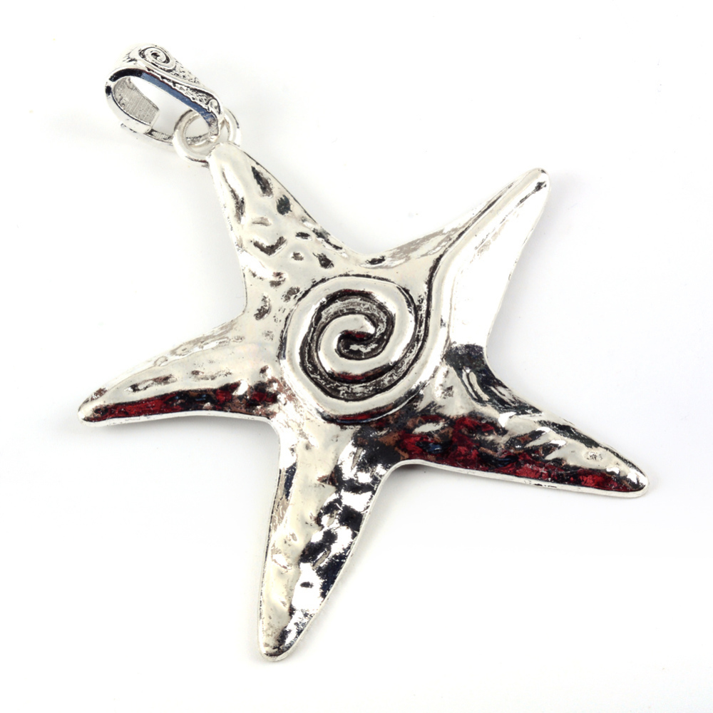 PandaHall Tibetan Style Alloy Big Pendants, Star, Cadmium Free & Nickel Free & Lead Free, Antique Silver, 76x66.5x4mm, Hole: 5.5mm Alloy...