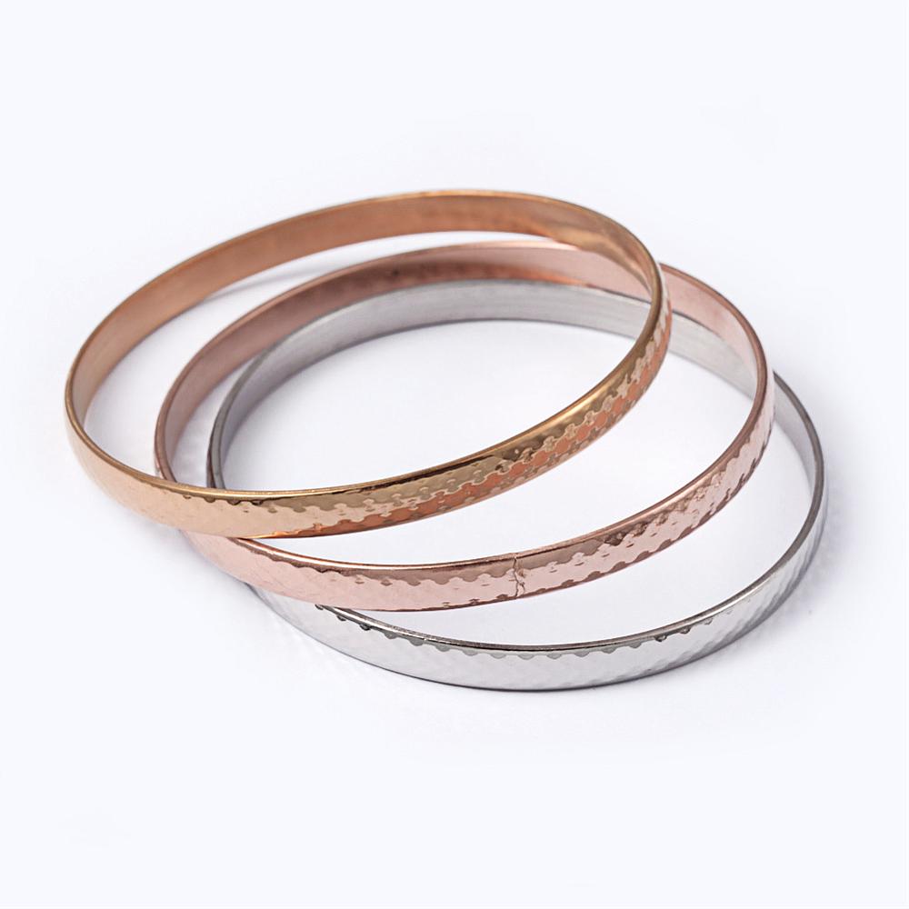 PandaHall 304 Stainless Steel Bangles, Mixed Color, 68mm; 3pcs/set Stainless Steel Multicolor