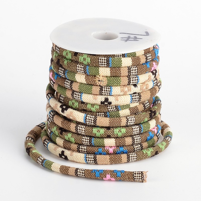 PandaHall Ethnic Cord Polyester Cords, Colorful, 7x5mm, 10yards/roll Polyester
