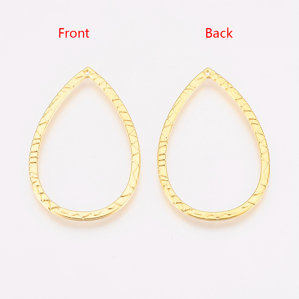 PandaHall Alloy Pendants, Drop, Golden, Lead Free and Cadmium Free, 41x27.5x1.2mm, Hole: 1mm Alloy Drop