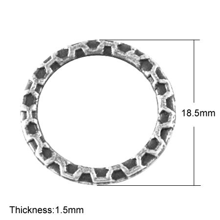 PandaHall Alloy Linking Rings, Lead Free and Nickel Free, Antique Silver Color, 18.5x1.5mm Alloy Ring