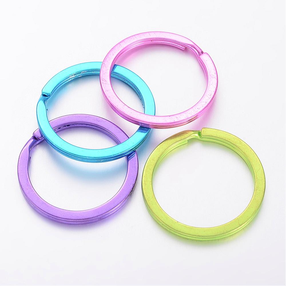 PandaHall Mixed Electroplated Iron Key Clasp Findings, Key Chain Ring Findings, 33x3mm Iron Ring Multicolor