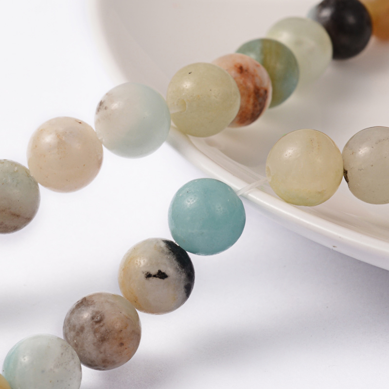 PandaHall Natural Amazonite Round Bead Strands, 8mm, Hole: 1mm; about 48pcs/strand, 15.5" Amazonite Round