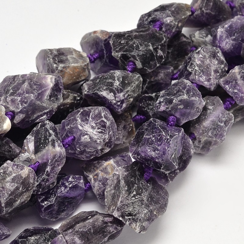 PandaHall Nuggets Natural Amethyst Bead Strands, Indigo, 16~28x9~20x10~25mm, Hole: 1mm; about 16~17pcs/strand, 15.5" Amethyst Nuggets Purple