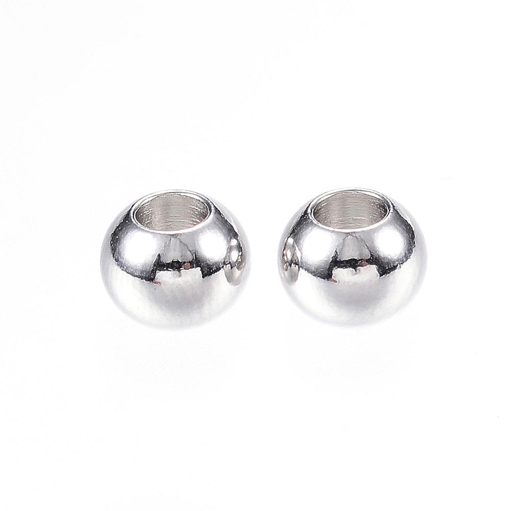 PandaHall 304 Stainless Steel Beads, Rondelle, Stainless Steel Color, 6x4.5mm, Hole: 3mm Stainless Steel Rondelle