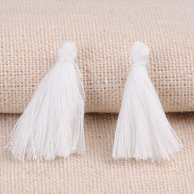 PandaHall Polyester Tassel Pendant Decorations, WhiteSmoke, 26~30x4mm; about 300pcs/bag Polyester White