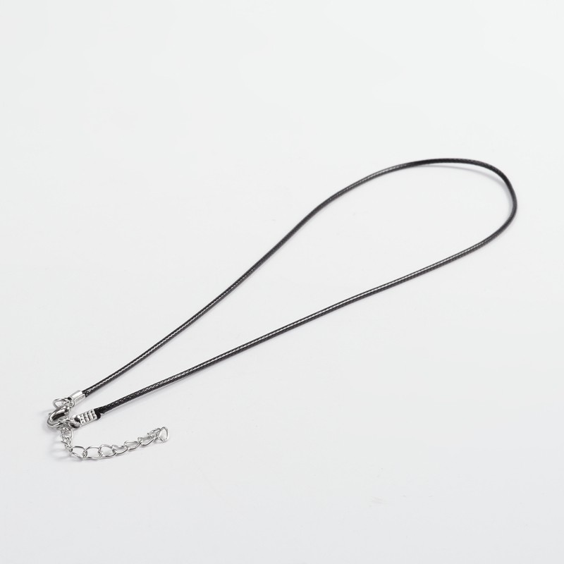 PandaHall Waxed Cord Necklace Makings, with Brass Lobster Clasps and End Chain, Platinum, Black, 17.87"; 1.5mm; about 100strands/bag Waxed...
