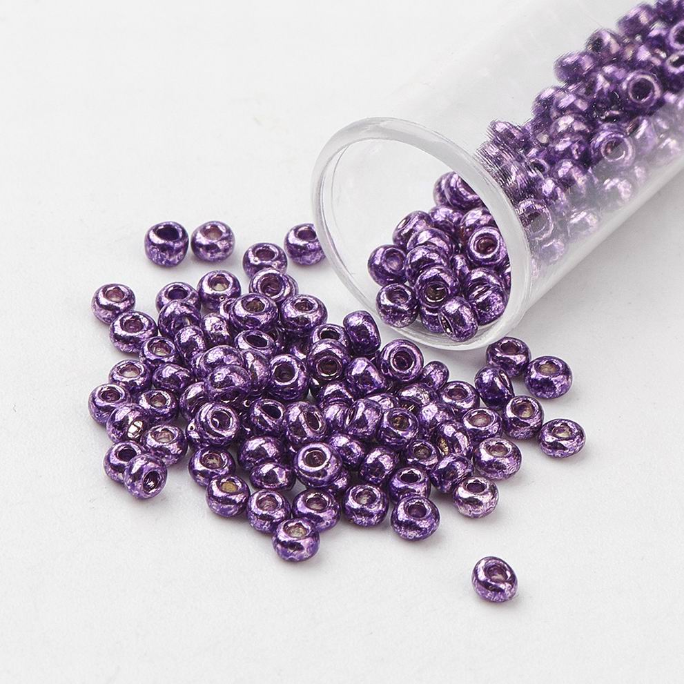 PandaHall FGB&reg Seed Beads, 12/0 Dyed Glass Seed Beads, Grade A, Round, DarkOrchid, 2.3x1.5mm, Hole: 1mm; about 5300pcs/50g Glass Purple