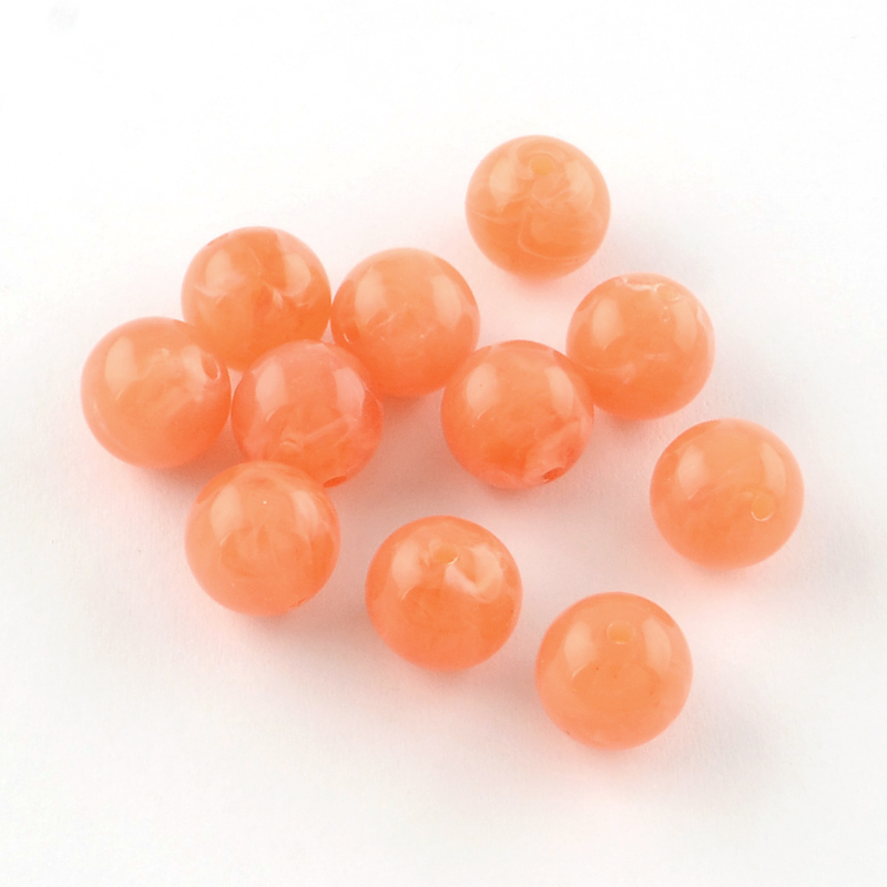 PandaHall Round Imitation Gemstone Acrylic Beads, LightSalmon, 8mm, Hole: 2mm Acrylic Round Red