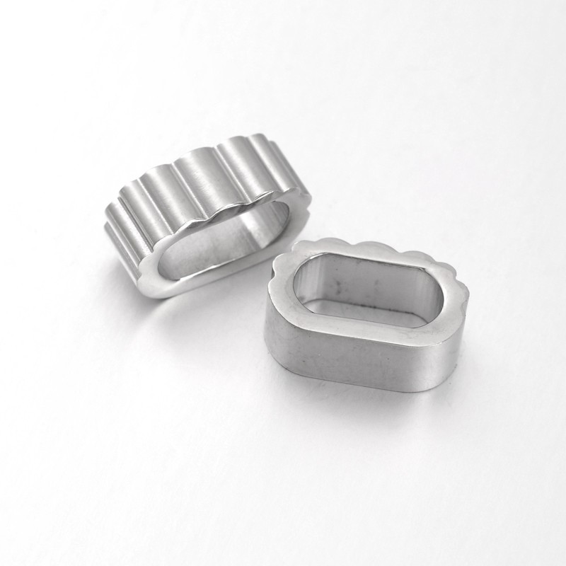 PandaHall 304 Stainless Steel Oval Slide Charms/Slider Beads, For Leather Cord Bracelets Making, Stainless Steel Color, 7x17x10.5mm, Hole...