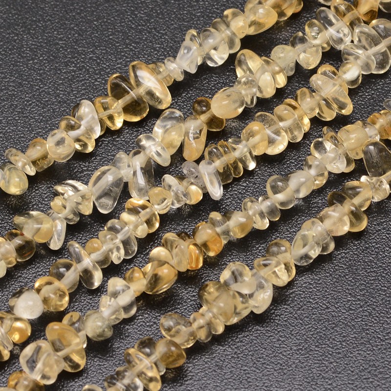 PandaHall Chips Natural Citrine Beads Strands, 3~8x3~12x3~5mm, Hole: 1mm; about 32" Citrine Chip