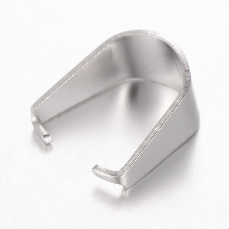 PandaHall 304 Stainless Steel Snap on Bails, Stainless Steel Color, 13x12x2~7mm Stainless Steel