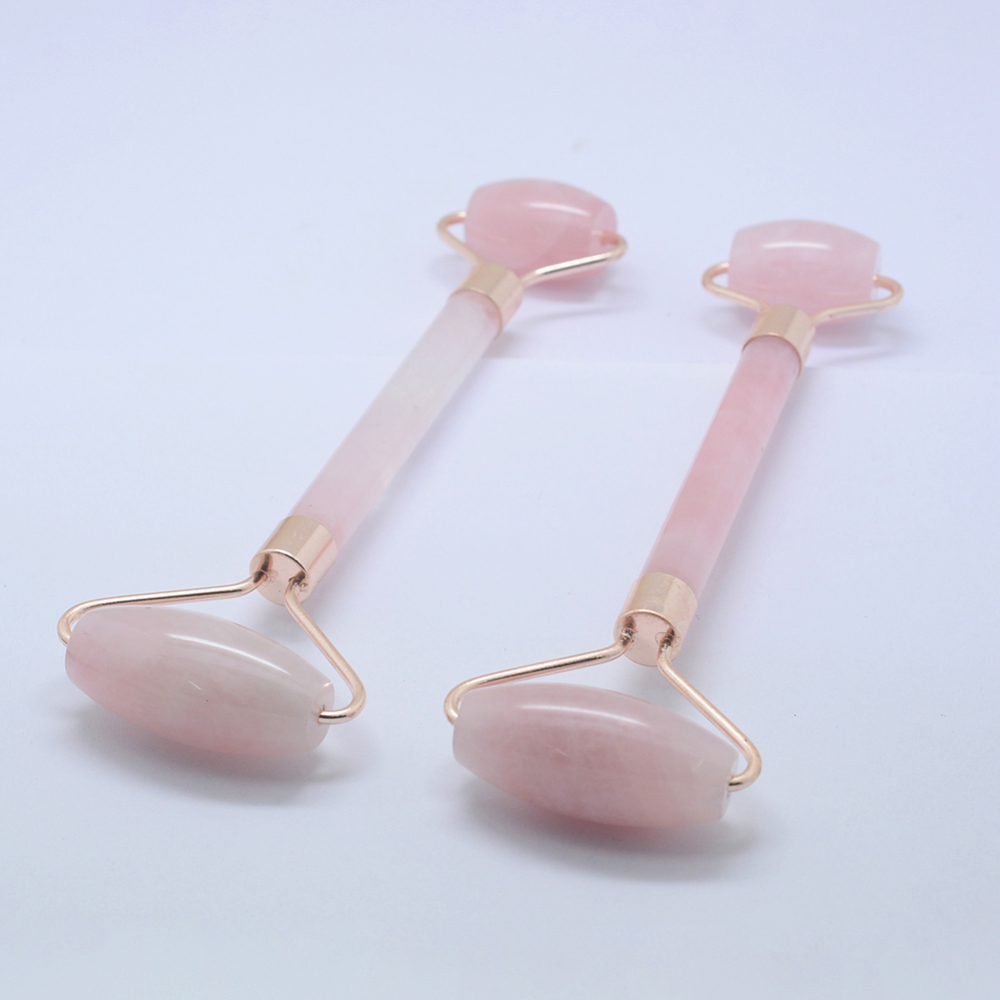 PandaHall Natural Rose Quartz Massage Tools, Facial Rollers, with Alloy Findings, 15.2x5.1x2cm Rose Quartz Others
