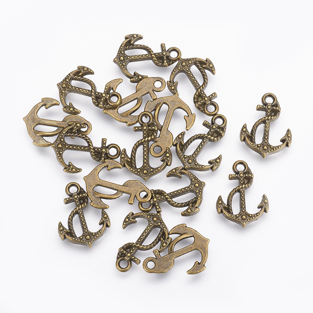 PandaHall Tibetan Style Pendants, Cadmium Free & Nickel Free & Lead Free, Anchor, Antique Bronze, 17x13x2.5mm, Hole: 1.5mm Alloy Anchor &...