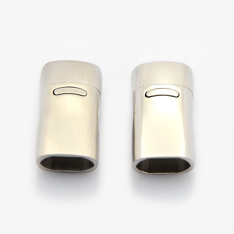 PandaHall Mixed Styles Rectangle 304 Stainless Steel Matte or Glazed Magnetic Clasps, Stainless Steel Color, 24x12.5x7.5mm, Hole: 5x10mm...