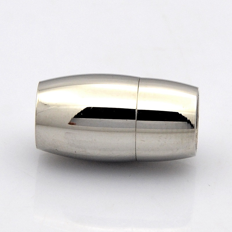 PandaHall Oval 304 Stainless Steel Magnetic Clasps, Stainless Steel Color, 19x11mm, Hole: 7mm Stainless Steel Oval