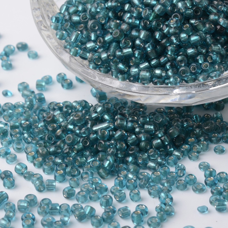 PandaHall 8/0 Silver Lined Round Glass Seed Beads, DeepSkyBlue, 2.5~3.5x2~2.5mm, Hole: 0.8~1mm; about 12100pcs/450g Glass Blue