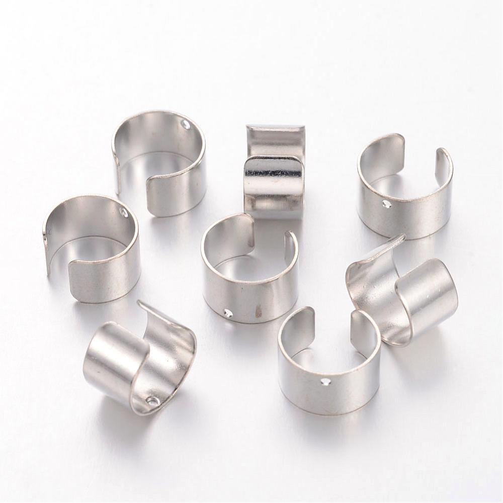 PandaHall Platinum Color Brass Earring Findings, Lead Free and Cadmium Free, Size: about 10mm wide, 9.5mm long, 6mm thick, hole: 1mm Brass