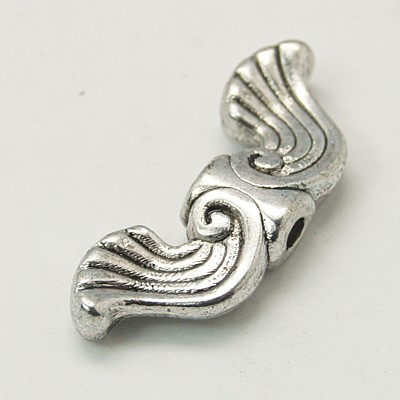 PandaHall Tibetan Style Beads, Lead Free & Cadmium Free & Nickel Free, Antique Silver Color, Wing, 19x7.5x3.5mm, Hole: 1.5mm Alloy Wing
