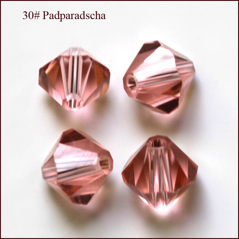 PandaHall Imitation Austrian Crystal Beads, Grade AAA, Faceted, Bicone, Flamingo, 3x3mm, Hole: 1mm Glass Bicone Pink