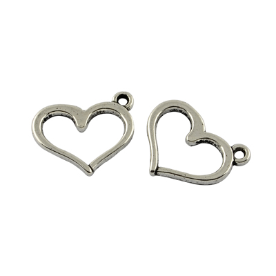 PandaHall Vintage Pendants in Ancient Look, Cadmium Free & Nickel Free & Lead Free, Tibetan Style, Heart, Antique Silver, 13x16x2mm, Hole...