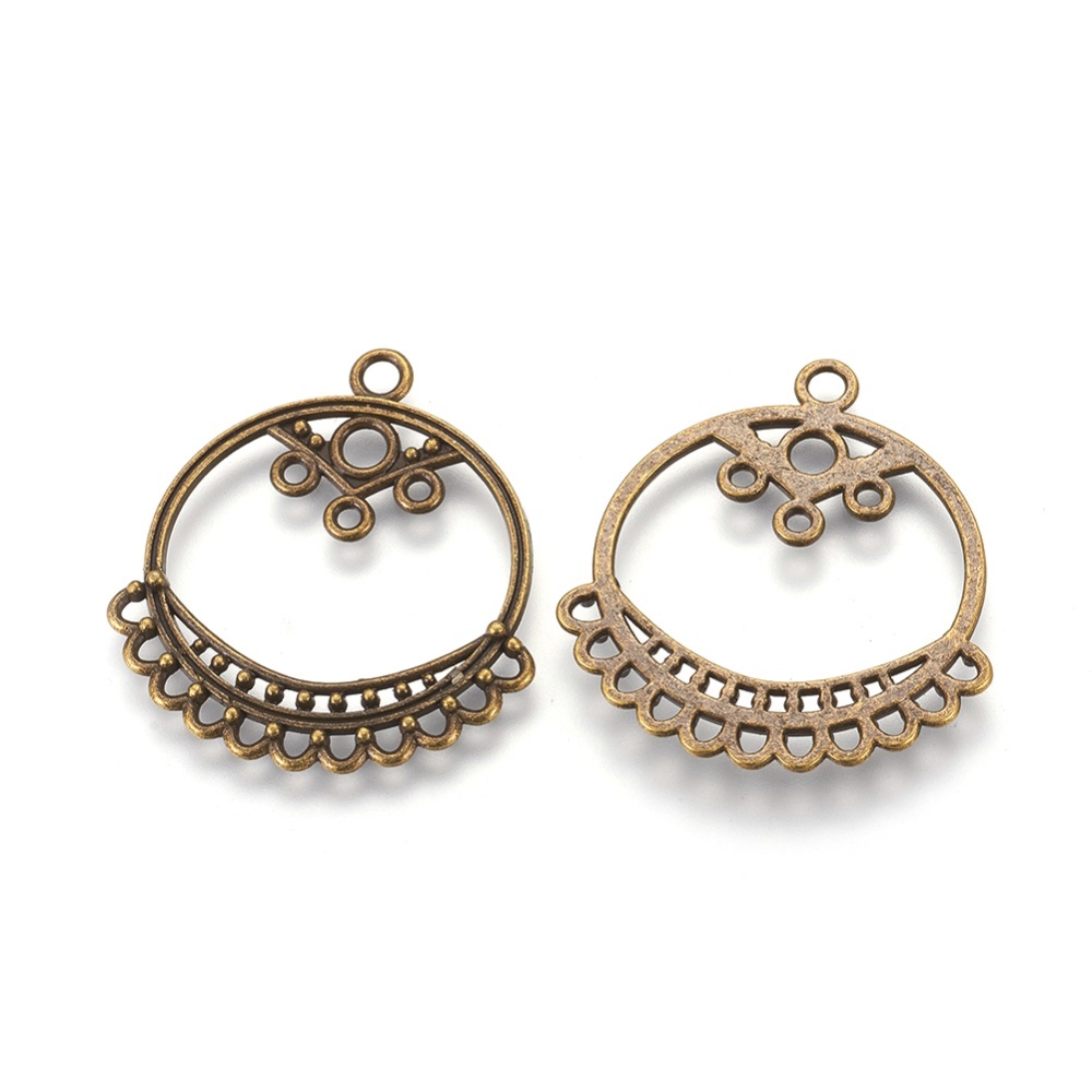 PandaHall Chandelier Component, Alloy Links, Lead Free and Cadmium Free, Flat Round, Antique Bronze, 36.5mm long, 33.5mm wide, 1mm thick...