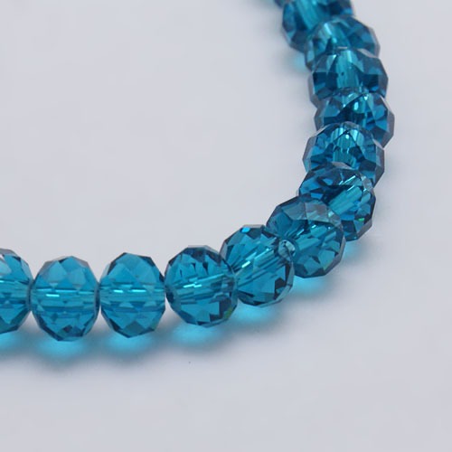 PandaHall Transparent Glass Bead Strands, Faceted, Rondelle, SteelBlue, 3x2mm, Hole: 0.5mm; about 147pcs/strand, 13" Glass Rondelle Blue