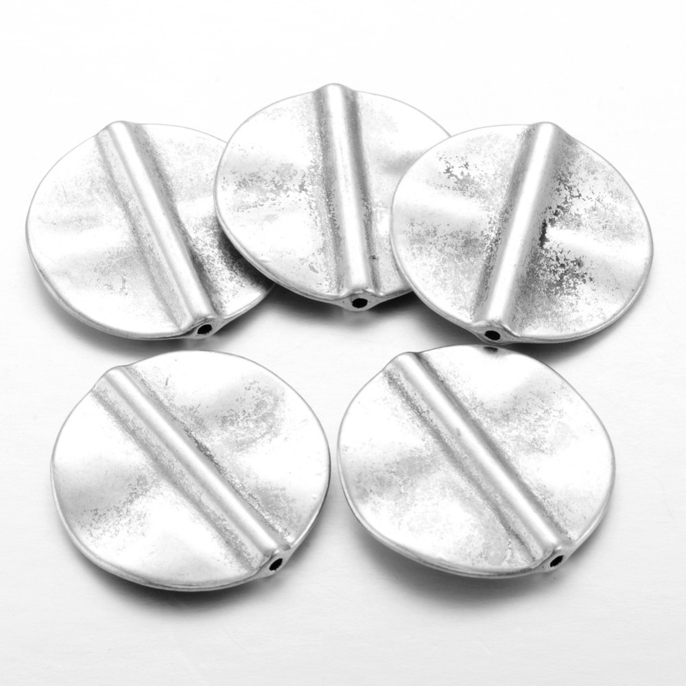 PandaHall Tibetan Silver Beads, Flat Round, Lead Free & Cadmium Free, Antique Silver, 26.5x3mm, Hole: 1mm Alloy Flat Round