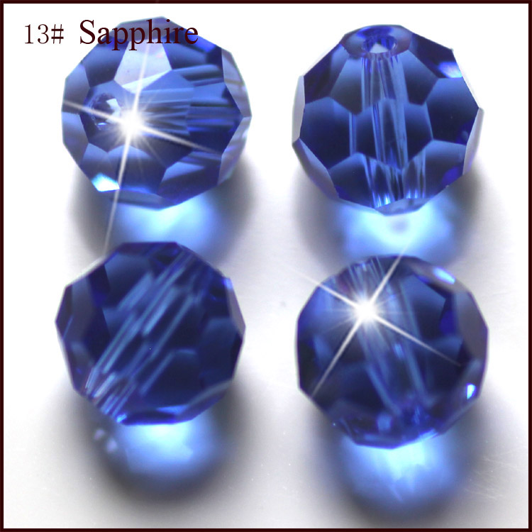 PandaHall Imitation Austrian Crystal Beads, Grade AAA, Faceted, Round, Blue, 10mm, Hole: 1mm Glass Round Blue