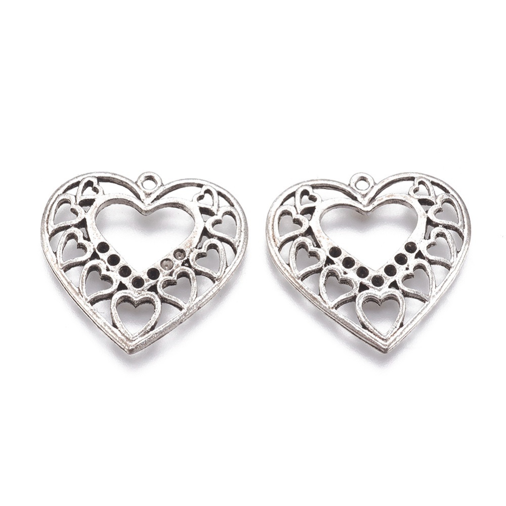 PandaHall Heart Alloy Pendant Rhinestone Settings, Antique Silver Color, Lead Free & Cadmium Free & Nickel Free, 29.5mm long, 31mm wide...
