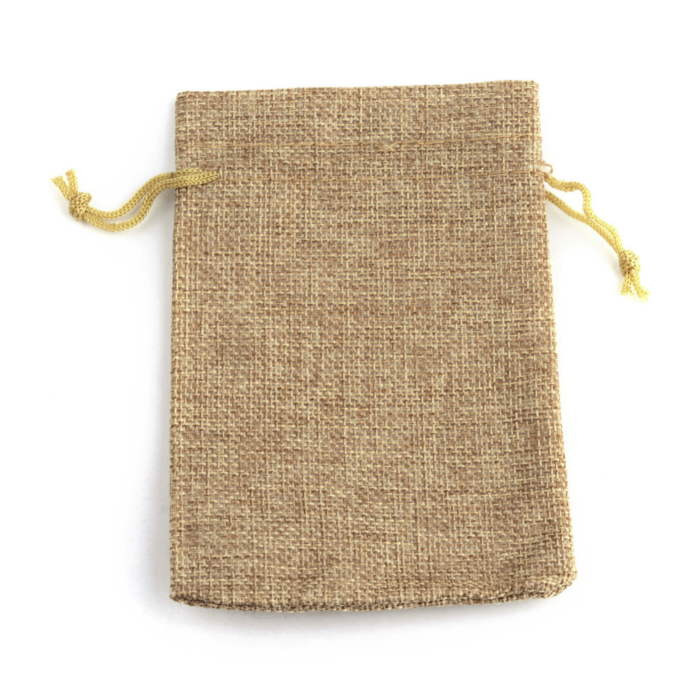 PandaHall Burlap Packing Pouches Drawstring Bags, Peru, 13.5~14x9.5~10cm Cloth Brown