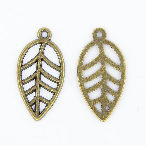 PandaHall Tibetan Style Pendants, Lead Free & Cadmium Free, Leaf, Antique Bronze Color, 23x12x1mm, Hole: 1mm Alloy Leaf