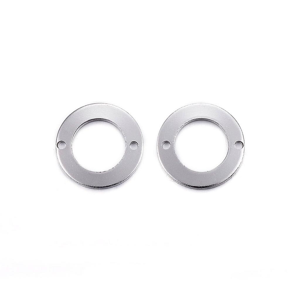 PandaHall 304 Stainless Steel Links, Circle, Stainless Steel Color, 13x1mm, Hole: 1mm Stainless Steel Ring