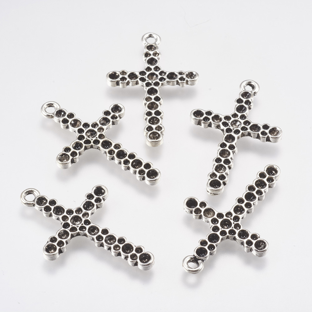 PandaHall Alloy Cross Pendant Rhinestone Settings, Lead Free and Cadmium Free, Antique Silver, 39mm long, 25mm wide, 2.8mm thick, hole...