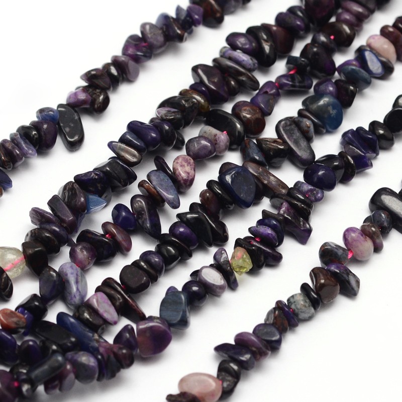 PandaHall Chips Natural Sugilite Beads Strands, 3~8x3~12x3~5mm, Hole: 1mm; about 16" Others Chip