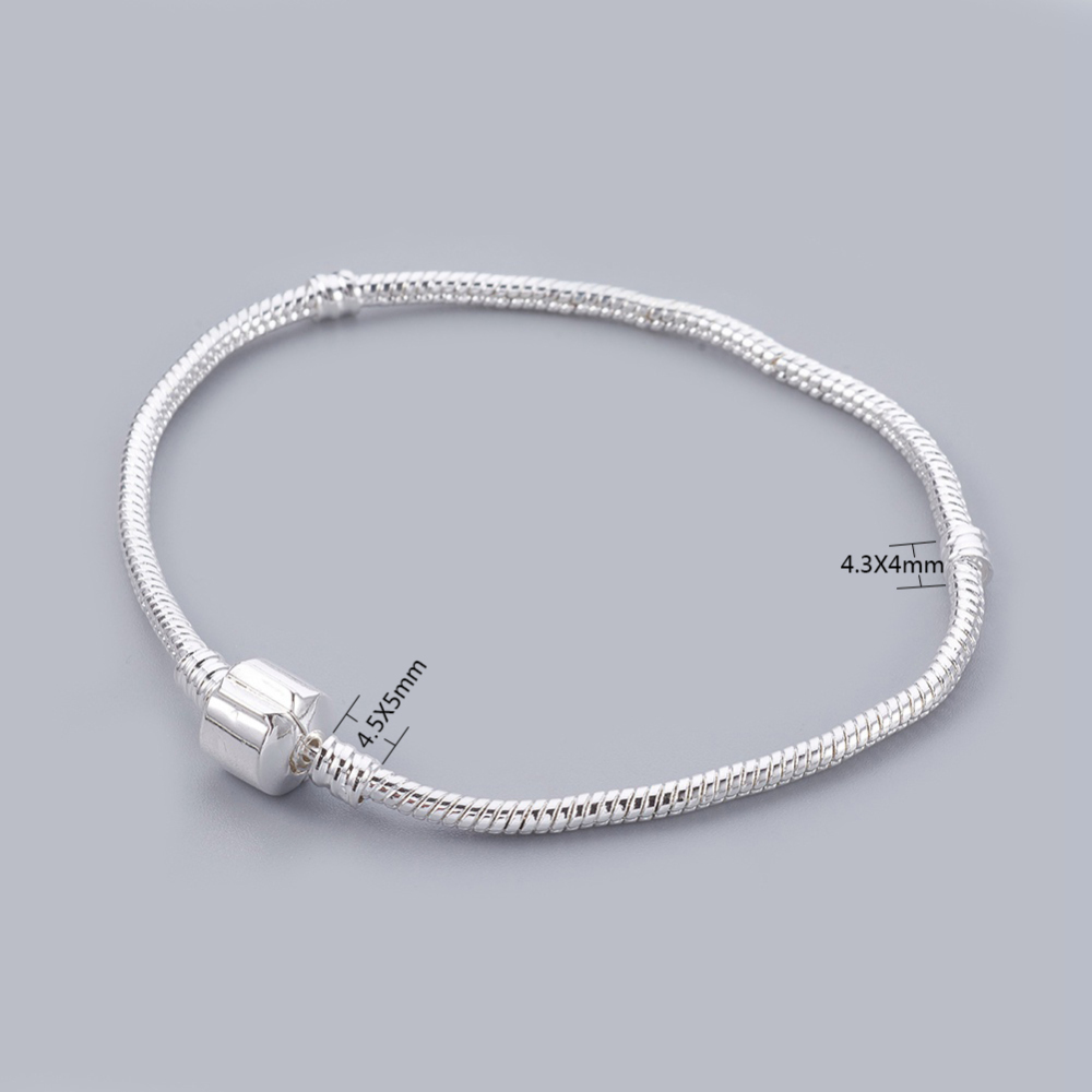 PandaHall Silver Plated European Style European Style Bracelet Makings, with Brass Clasps without Sign, about 21cm long(excluding the length...