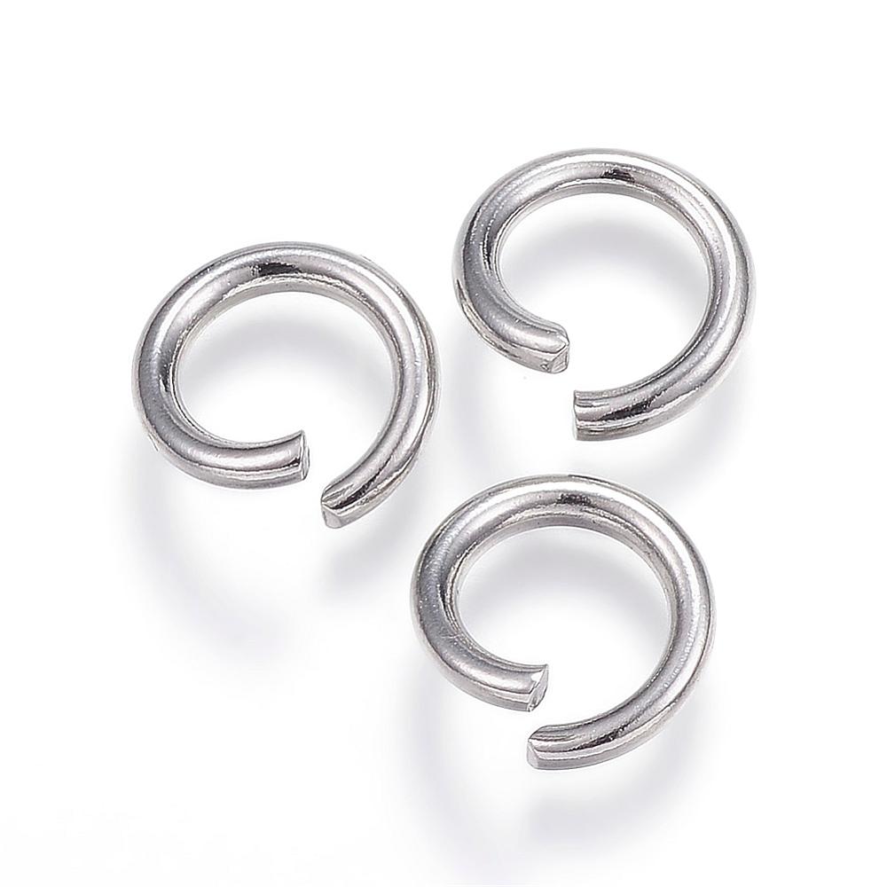 PandaHall 304 Stainless Steel Open Jump Rings, Stainless Steel Color, 12x2mm; Inner Diameter: 8mm Stainless Steel Round
