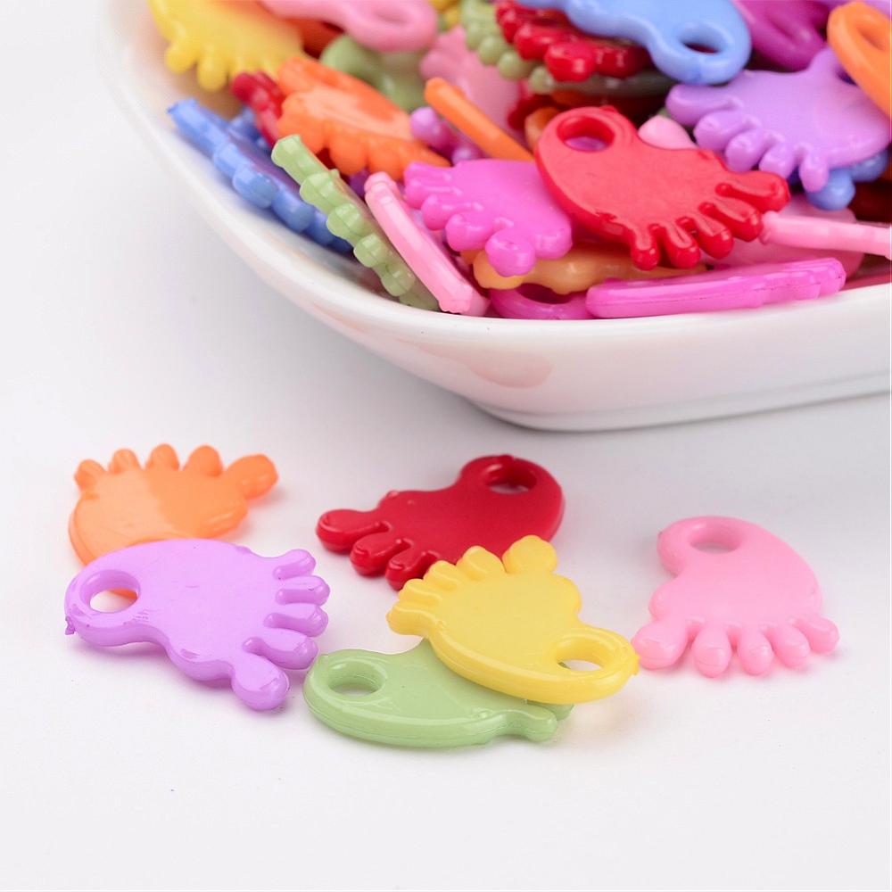PandaHall Baby Shower Ornaments Acrylic Baby Feet Pendants, Mixed Color, 18.5mm long, 14mm wide, 2mm thick, hole: 3mm Acrylic Body...