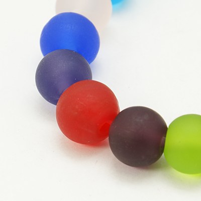 PandaHall Handmade Frosted Lampwork Beads Strands, Round, Colorful, 6mm, Hole: 1mm Lampwork Round