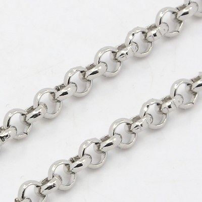 PandaHall 304 Stainless Steel Rolo Chains, Stainless Steel Color, 3.5x1mm Stainless Steel