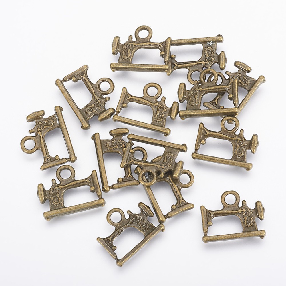 PandaHall Tibetan Silver Sewing Machine Pendants, Antique Bronze, Lead Free & Cadmium Free & Nickel Free; 15x19x3mm, Hole: 3mm Alloy Tool